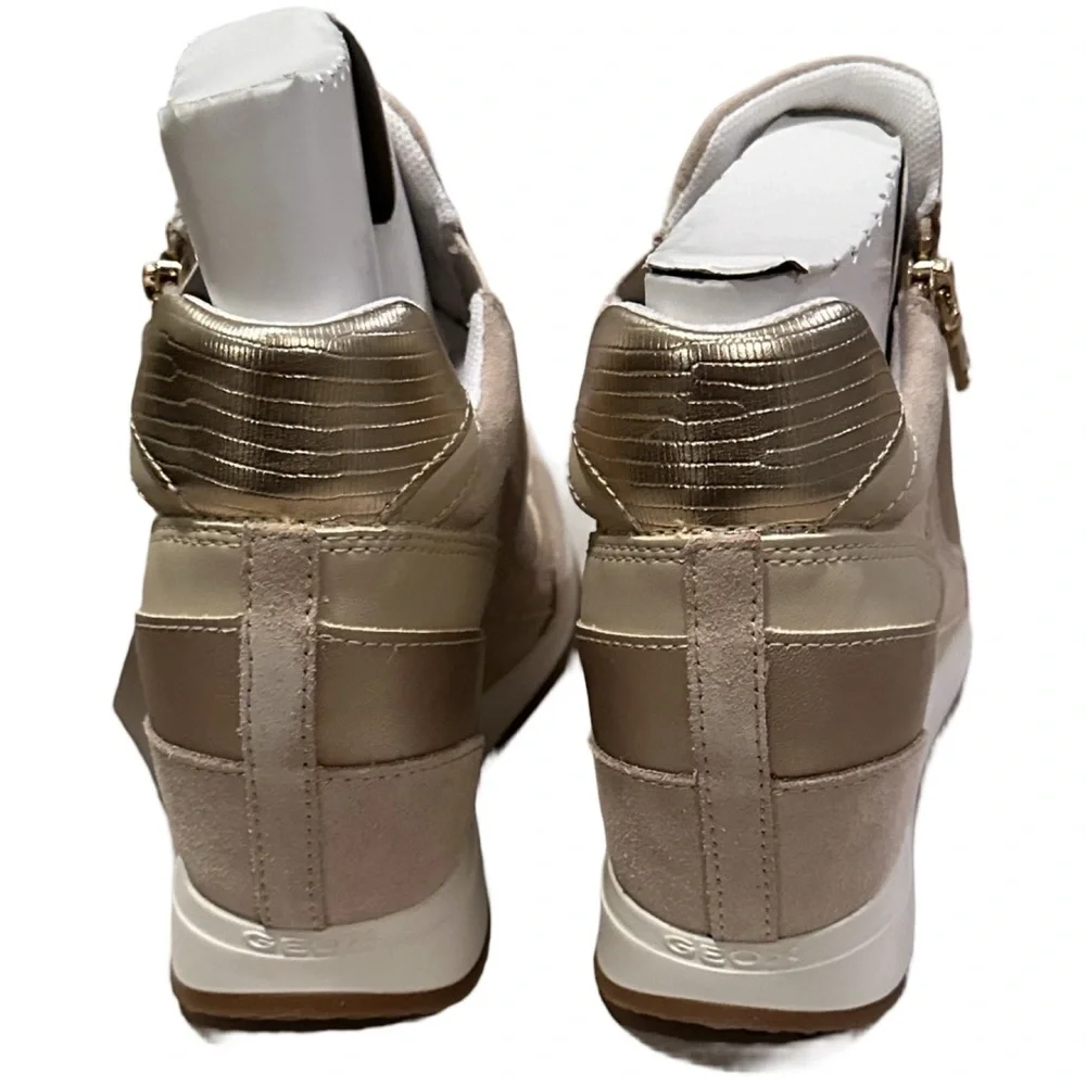 Geox NIB Nydame Wedge Sneaker Lt Taupe Size EU 39 - Picture 6 of 7
